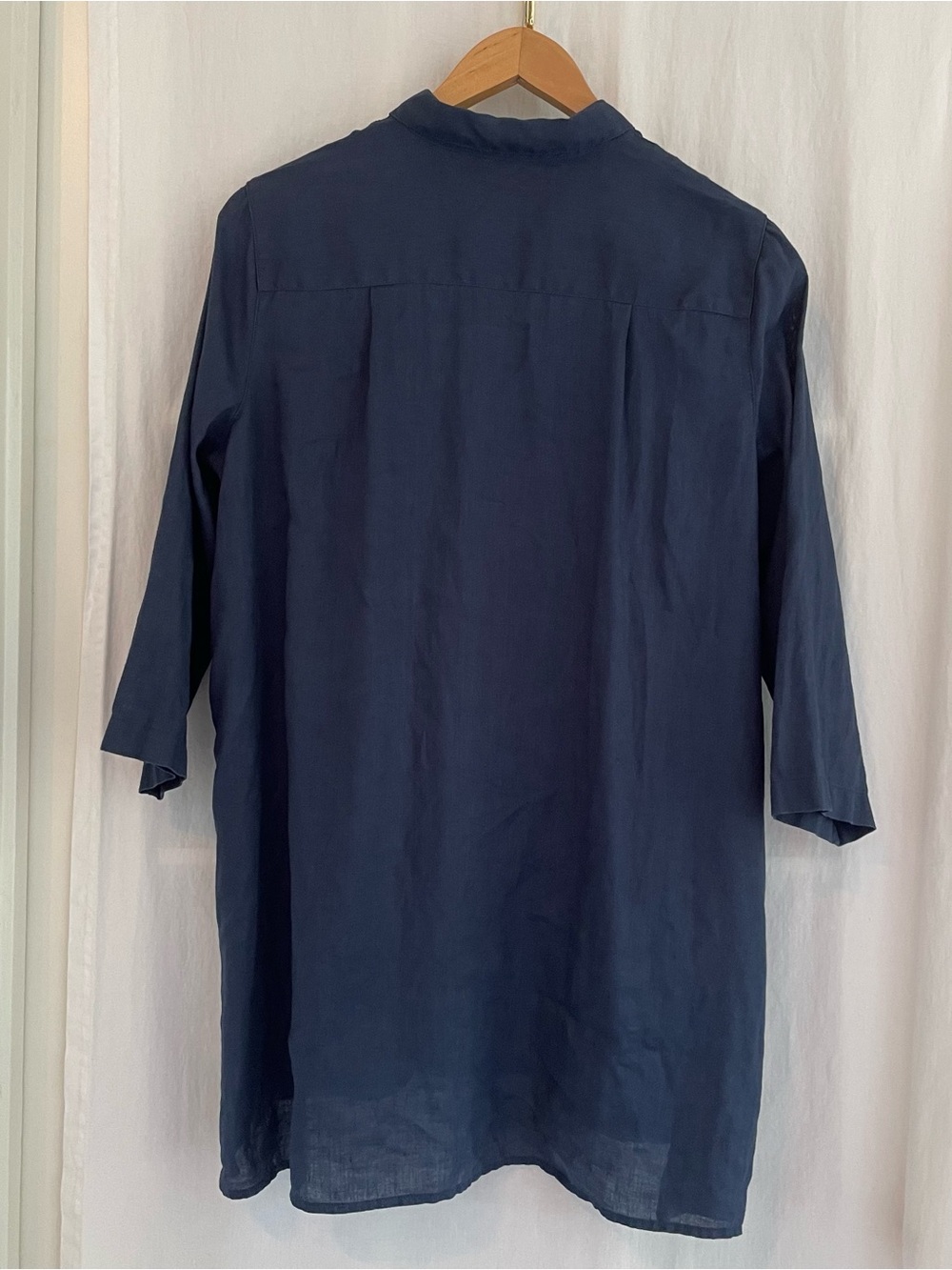 J. Jill Navy Button-Side Linen Tunic Top - Picture 2 of 10